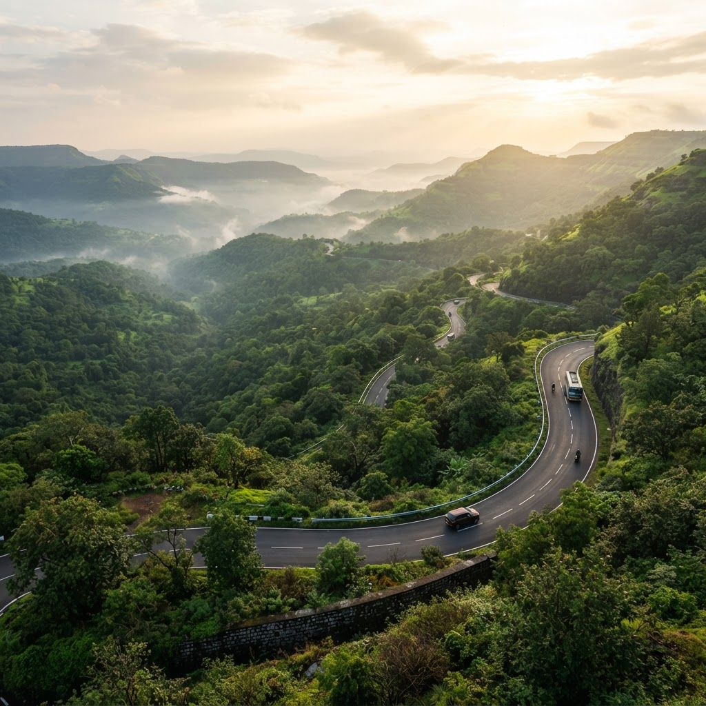 Scenic road through the Maharashtra Western Ghats